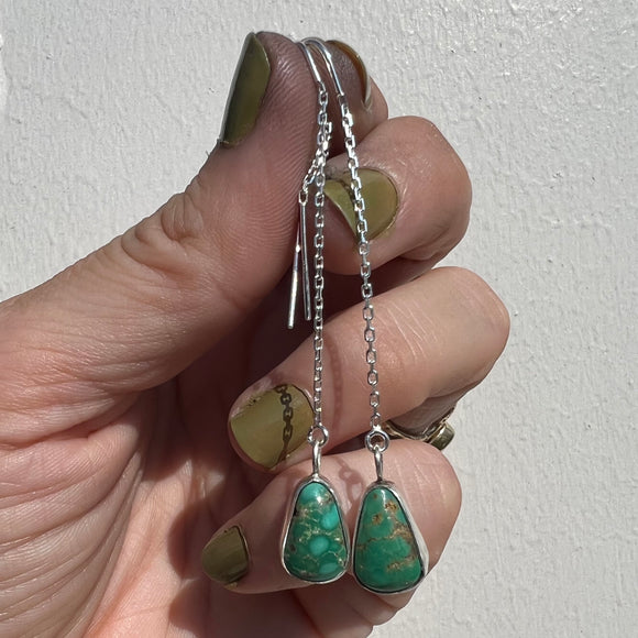 Emerald Valley Turquoise + Sterling Silver Threader Earrings