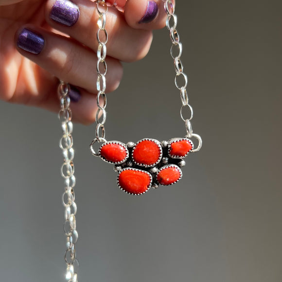 Coral + Sterling Silver Necklace