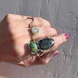 New Lander Variscite + Sonoran Gold Turquoise + Sterling Silver Ring • Size 8.25
