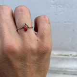 Coral + 14k Gold Ring • Size 6.5