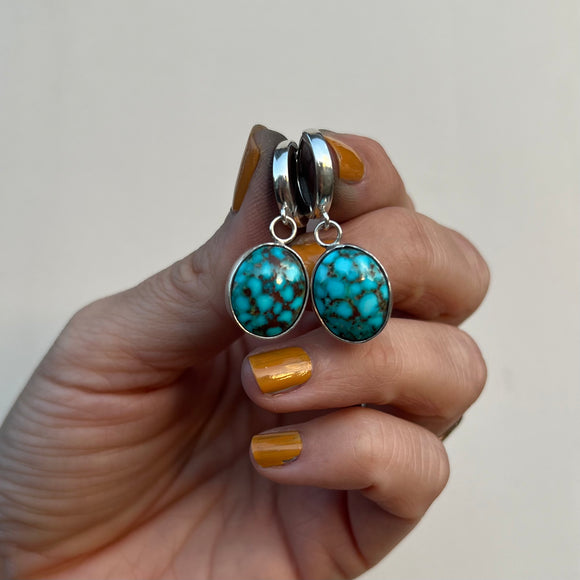 Kingman Turquoise + Sterling Silver Huggie Earrings