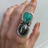 Emerald Valley Turquoise+ Apache Gold + Sterling Silver Ring • Size 7.5