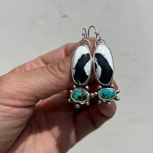 White Buffalo+ Royston Turquoise + Sterling Silver Earrings