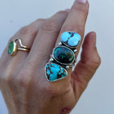 Golden Hills Turquoise + Royston Turquoise + Hat Mine Turquoise + Sterling Silver Ring • Size 8.5