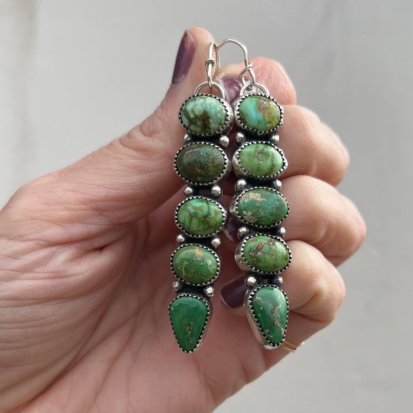 Sonoran Gold + Emerald Valley Turquoise + Sterling Silver Earrings