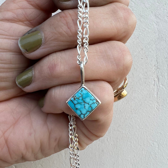 No. 8 Turquoise + Sterling Silver Pendant