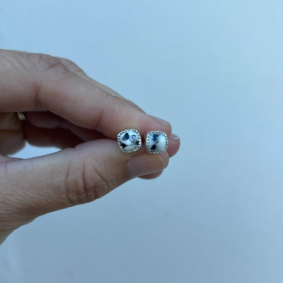 White Buffalo + Sterling Silver Stud Earrings