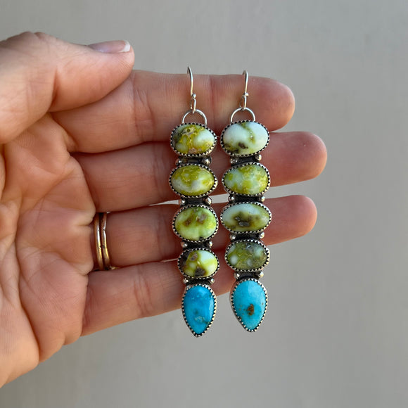 Palomino Turquoise + Blue Ridge Turquoise + Sterling Silver Earrings