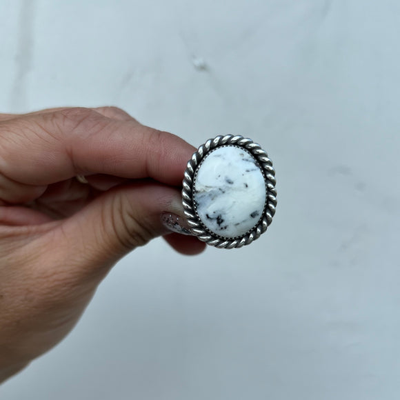 White Buffalo + Sterling Silver Ring • Size 10