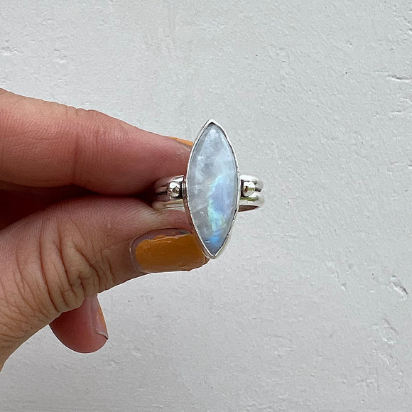 Moonstone + Sterling Silver Ring • Size 7.5