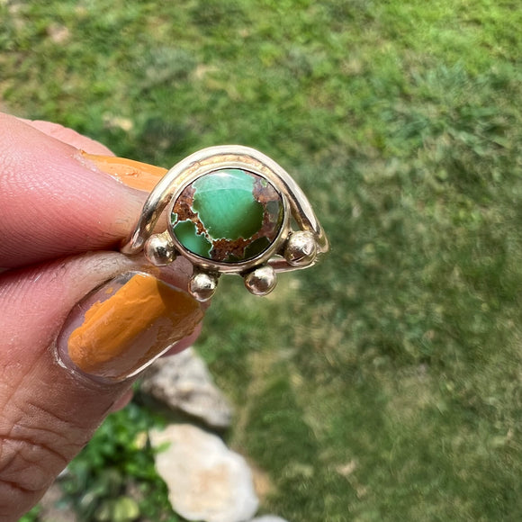 Royston Turquoise + 14K Gold Ring • Size 6