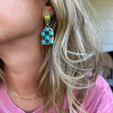 Kingman Turquoise + Palomino Turquoise + Sterling Silver Earrings