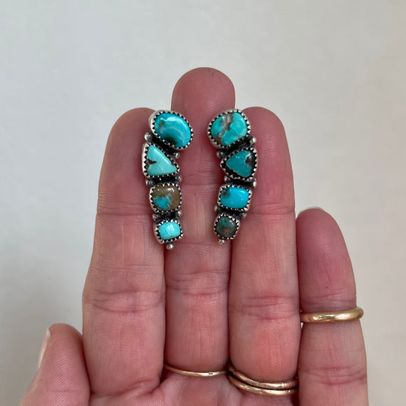 Turquoise + Sterling Silver Ear Climbers