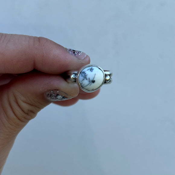 White Buffalo + Sterling Silver Ring • Size 6.5