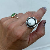 White Buffalo + Sterling Silver Ring • Size 9