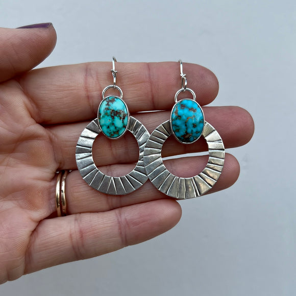 Kingman Turquoise + Sterling Silver Hoop Earrings